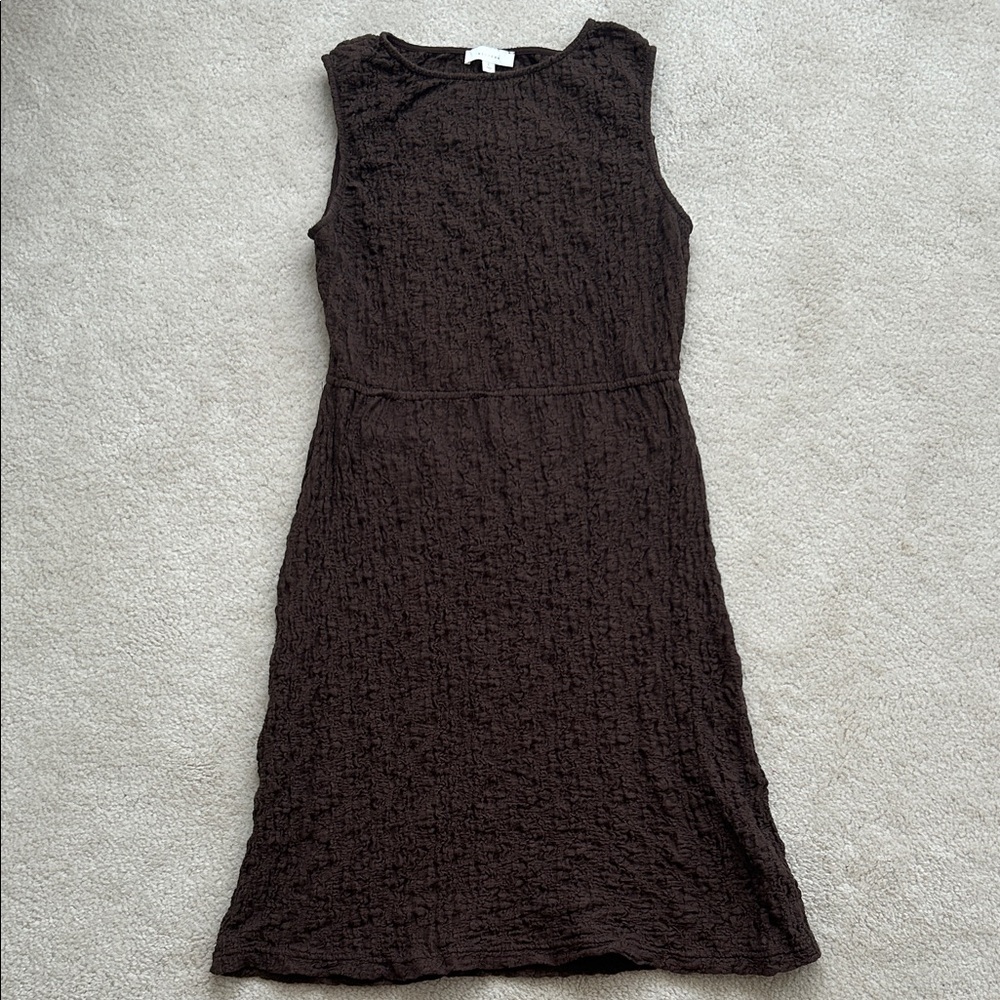All:Row Sleeveless Textured Midi Dress in Rich Brown - Size L - Picture 1 of 6